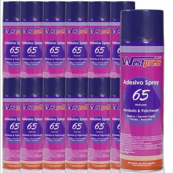 Kit 12 Cola Spray Adesivo Temporária 65 Westpress 500ml Artesanato Bordado Patchwork