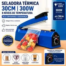 Seladora Manual 30cm para Sacos Plásticos Premium Embalagens SF-300 110v e 220v