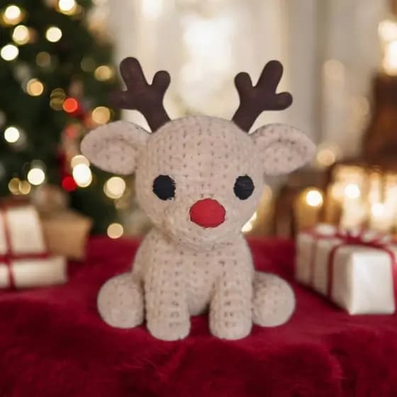 🎄 Mini Rena Decorativa com Textura de Crochê🦌