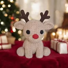 🎄 Mini Rena Decorativa com Textura de Crochê🦌