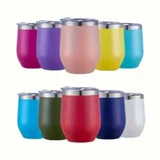Copo Termico 360ml Aço Inox C/ Tampa Transparente