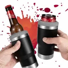 Copo Porta cerveja Garrafa Térmica Latinha De Aço 420ml com Abridor e Tampa