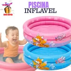 Piscina Infantil 130 Litros Inflável Para Bebê E Criança Banheira Verão Azul e Rosa Menina Menino Oferta