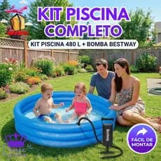 Kit Piscina Inflável Infantil Com Bomba de Ar Capacidade 480 litros Bestway Para Crianças Super Resistente