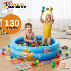 Piscina Infantil Inflável 130 Litros Para Bebê E Criança Banheira Verão Azul e Rosa Menina Menino Oferta