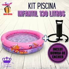 Piscina Infantil Inflável Menina Ou Menino 130 Litros + Bomba De Encher
