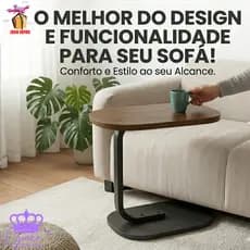 Mesa Lateral C Premium Multiuso p/ Notebook Sofá e Cama Suporte Prático para Trabalho e Lanche Home Office Preta