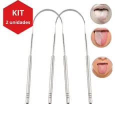Limpador Raspador de Língua em Aço Inox Curvado Boca Limpa Raspador de Língua
