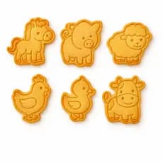 Kit 6 Cortadores de Biscoito Fazendinha Infantil  – Molde para Bolacha Amanteigada, Massinha, Pasta Americana