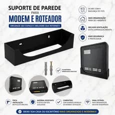 Suporte Parede Modem Roteador WiFi Organizador Vivo Fibra Universal Fácil Instalação com Parafuso