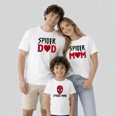 Conjunto 3 Camisetas Kit Família Spider Man mãe Pai e Filho 100% Algodão Camiseta Homem Aranha Masculino E Infantil