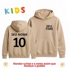 Moletom Personalizado do Seu Time e seu nome Caguru Infantil  Blusa De Frio Agasalho Casaco Unissex Menino Menina