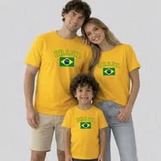 Camiseta Brasil Pai Mãe Filho Copa Do Mundo Camiseta 100% Algodao Mascolina Infiantil E Plus Size 1 camiseta