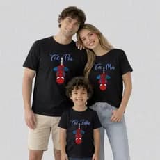 Camiseta Homem Aranha Kit 3 unidades Tal Mae Tal Pai Tal Filho 100% Algodao Feminino Masculino e Infantil Tshird