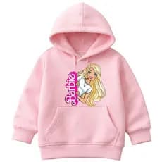 Blusa Moletom Infantil Barbie Flanelado Quentinho com Capuz Canguru e Bolso Menina
