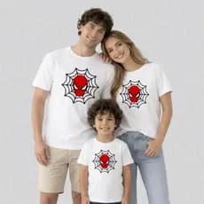 Kit Família 3 Camisetas 100% Algodão Homem Aranha Tshird Feminina Camiseta Masculina Super Herói Infantil