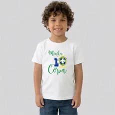 Camiseta 100% Algodão Minha Primeira Copa Do mundo  Infantil Tshid Do Brasil Para Crianças Da Menino E Menina