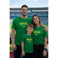 Kit 3 Camisetas Família Brasil Verde Amarelo  Copa Pai Mãe Filho Seleção Futebol Brasileira Infantil Masculino Feminino