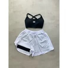 Conjunto Short com Forro Duplo tactel Top poliamida Roupa fitness academia Set