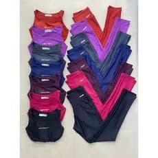 Conjunto Legging cintura alta top cropped costas fechada poliamida canelado fitness academia Lena