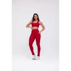 Conjunto Legging com BOLSO nas duas laterais top poliamida canelado fitness academia Esperanza