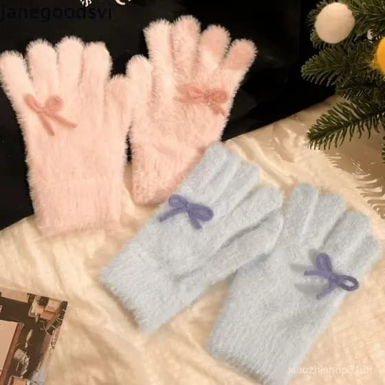 JANEGOODSVI Luvas Quentes , De Pelúcia E Confortáveis Algodão Espessadas Com Laço Da Moda Inverno