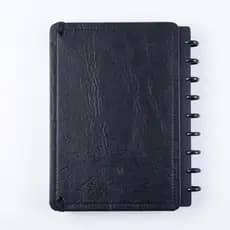DISKO Caderno Capa Dura Couro Black Disco Reposicionável Médio M