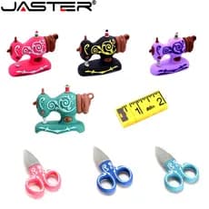 JASTER Porta-Chaves USB 2.0 Flash Drives Pen Drive Cartoon Memória Tesoura Máquina De Costura Pendrive Régua U Disco 128