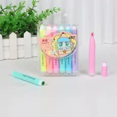 6 pçs Marca Texto Criativa Lapis Fofa com Carimbo Neon / Escrever / Personalizar / Anotações / Escola / Infantil /