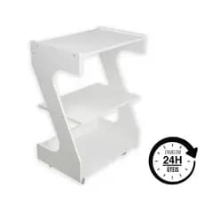Carrinho Mesa Auxiliar Z Organizador Prateleiras MDF Rodízios Manicure Pedicure Estética Tatuador