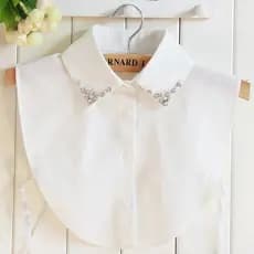 Blusa Fashion Feminina Com Lapela Destacável De Renda Bordada De Chiffon Com Gola Falsa