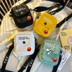 Mini Canvas Bag Women's All-match Shoulder Bag Portable Messenger Coin Purse Cartoon Student Storage Bag Simple Casual