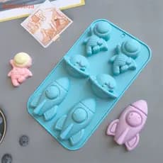 [dddxcebua] 6 Empresa Astronauta Foguete 760 Molde De Silicone Bolo Pudim Pão Assadeira Sabão