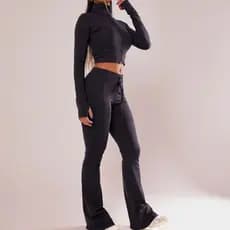 Calça Feminina Confortável Tecido Premium Poliamida Moda Gringa Legging Flare Luxo