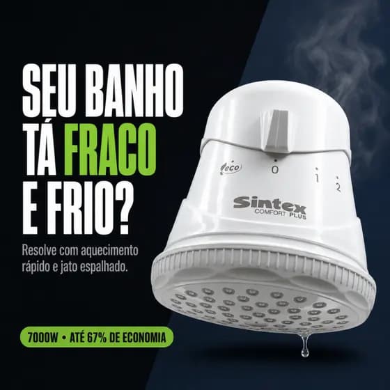 Chuveiro Elétrico Sintex Comfort Plus 4 Temperaturas Econômico Alta Pressão Jato Forte 220V/7000W