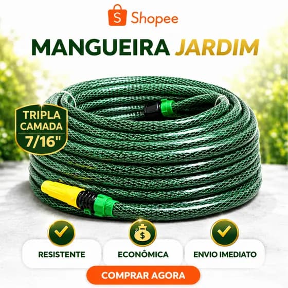 Mangueira Jardim Polimet EcoFlex 7/16" 3 Camadas Reforçada Cristal Siliconado Resistente Anti-Torção