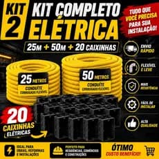 Kit 2 - 1 Conduíte Corrugado Flexível 25m + 1 Conduite de 50m + 20 Caixinhas 4x2