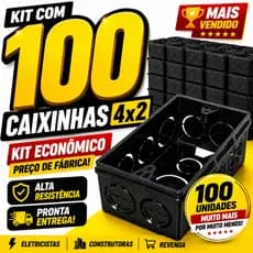 Kit 100 Caixinhas 4x2 Padrão Reforçada Caixa de Luz Elétrica Preta Alta Resistência Alta Qualidade