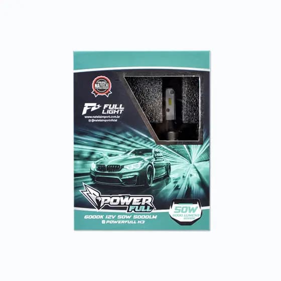 Par de Lampadas PowerFull H3 6000K 12V 50W 5000LM