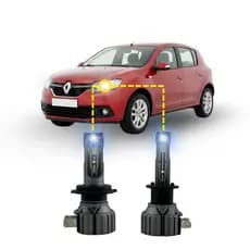 Kit Lampada Super Branca Renault Sandero 2015 2016 2017 2019 2019 Farol Alto E Baixo