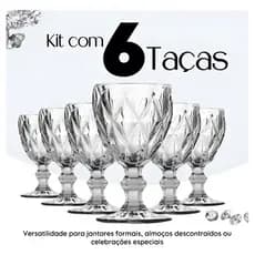Conjunto 6 Taças De Vidro Transparente 340ml - Gamma Branco