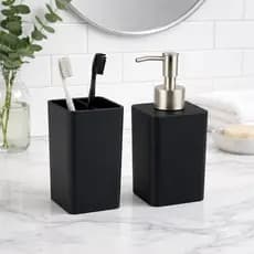 Kit Porta Sabonete Líquido e Porta Escova de Dente – Organizador de Banheiro Moderno