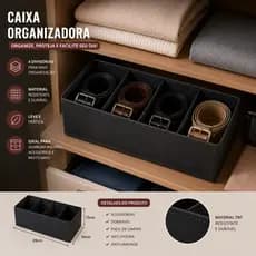Caixa Organizadora Dobrável Divisórias Organizador de Gaveta Guarda-Roupa para Cintos Roupas e Acessório Resistente