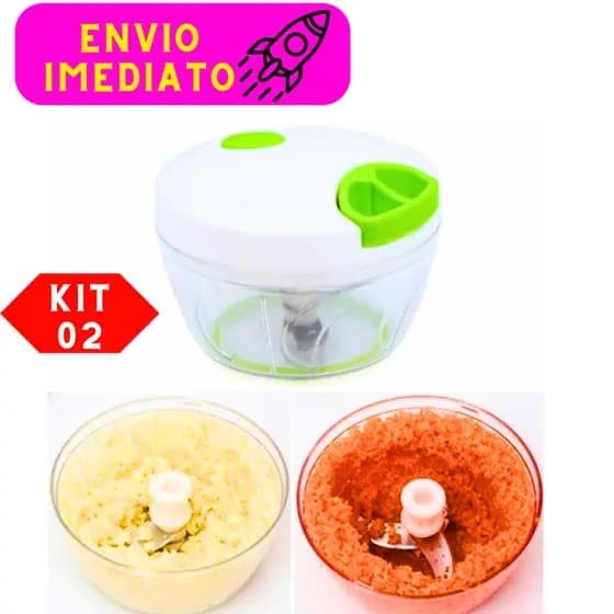 Kit 02 Processador De Alimentos Utensílio Prático No Dia-Dia Plástico Fácil De Limpar Tritura