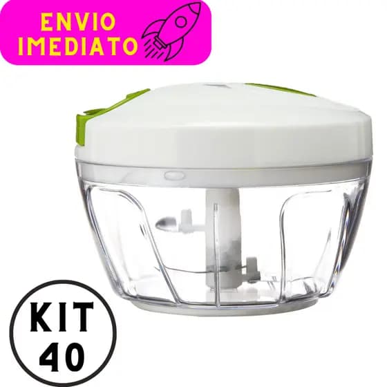 Kit 40 Multi Processador Triturador Manual De Alimentos 500ml Com 3 Lâminas Curvas - Prático