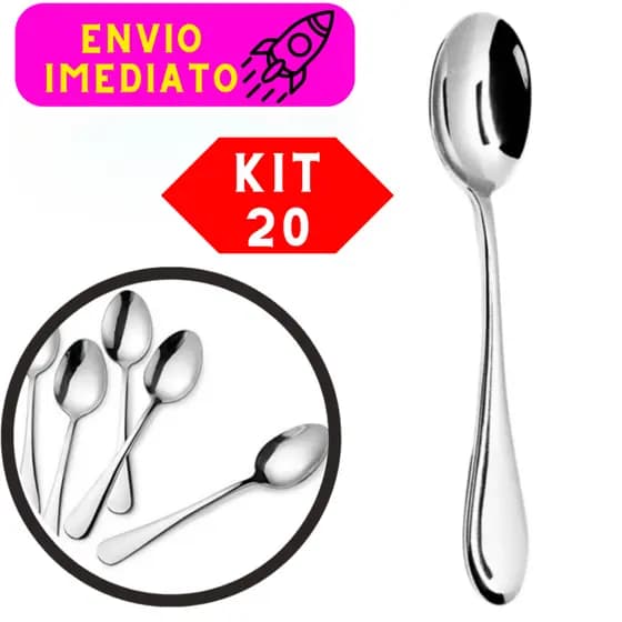 Kit 20 Colher Inox Aço 100% Inox Facilita na Refeição de Alta Qualidade Jogo 20 Unidades