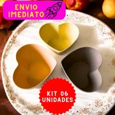Kit 06 Tigelas Bowl de Coração Bambu Ecológico Tigela Alimentos Prática Cumbuca Sobremesas Bowls