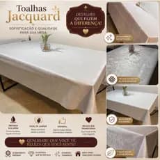 Toalha PVC Jacquard Premium – Retangular, Térmica de até 12 Cadeiras Texturizada Chic Fácil Limpeza