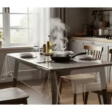 Toalha de Mesa Plástico PVC Fina e Grossa  2,4,6 e 8 Lugares Transparente Cristal Impermeável Térmica