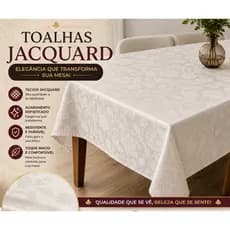 Toalha de Mesa Jacquard Impermeável Retangular Luxo Térmica até 12 lugares em PVC